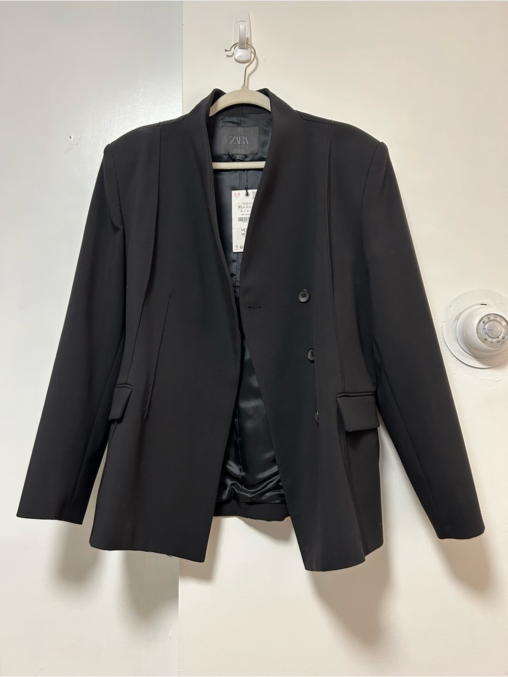 ZARA ZW Collection Tailored Black Collarless Blazer - Picture 8 of 9